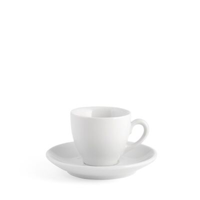 Taza de café perla con plato de porcelana blanca cc 90.