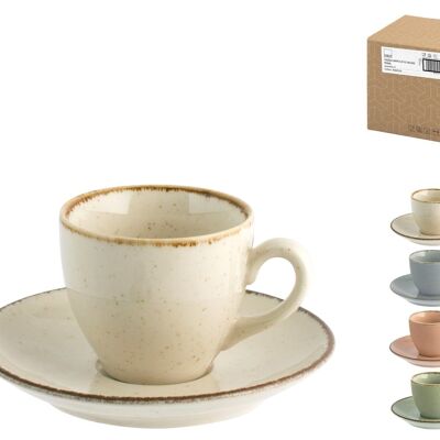 Pearl coffee cup in porcelain assorted colors with plate cc 90