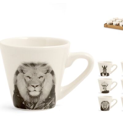 Tasse à café sans assiette Animaux Noir & blanc en porcelaine neuve décors assortis cc 75..