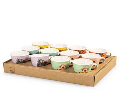 Tazza caffè senza Piatto FunnyAnimals in new bone china colori e decori assortiti cc 75. .