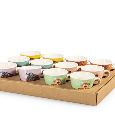 Tazza caffè senza Piatto FunnyAnimals in new bone china colori e decori assortiti cc 75. .