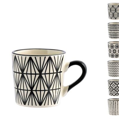 Vhera coffee cup in stoneware with assorted decoration cc 90