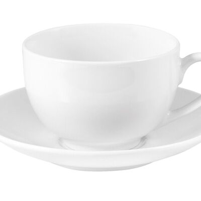 Taza de desayuno Suecia en porcelana blanca con plato cc 450