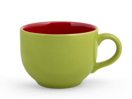 Tazza jumbo Avocado in stone ware colore verde esterno e rosso interno cl 74.