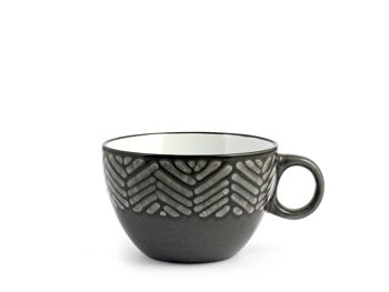 Tasse Jumbo ethnique en grès sans assiette couleurs assorties cc 460 2