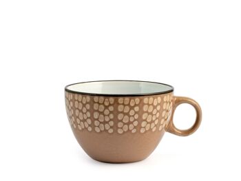 Tasse Jumbo ethnique en grès sans assiette couleurs assorties cc 460 4