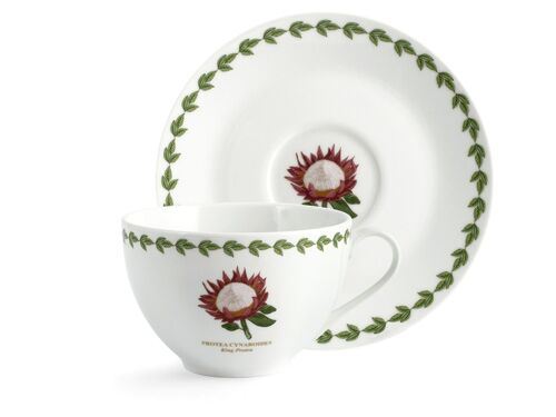 Tazza jumbo Flowers con Piatto in porcellana decorata cc 370