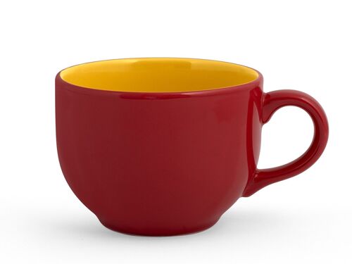 Tazza jumbo Mango in stone ware colore rosso esterno e giallo interno cl 74.