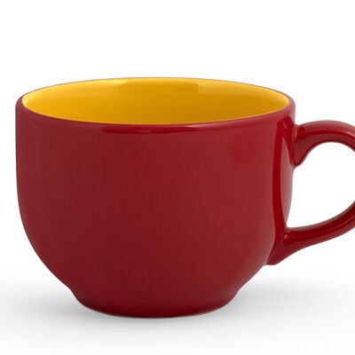 Coupe jumbo mangue en grès couleur extérieur rouge et intérieur jaune cl 74.