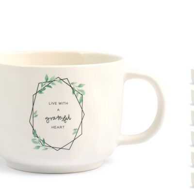 Jumbo cup in new bone China with assorted Botanic decoration without plate cc 350