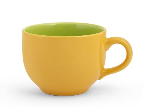 Tazza jumbo Papaya in stone ware colore giallo esterno e verde interno cl 74.