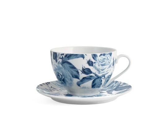 Tazza jumbo Rose blu con Piatto in porcellana cc370.