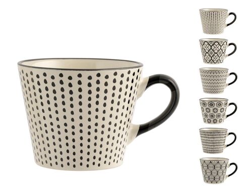 Tazza jumbo Vhera in stoneware decoro assortito cc 340