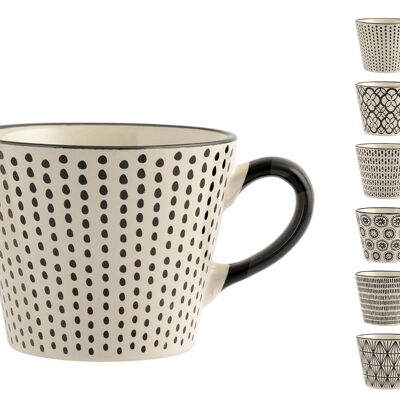 Vhera jumbo cup in stoneware with assorted decoration cc 340