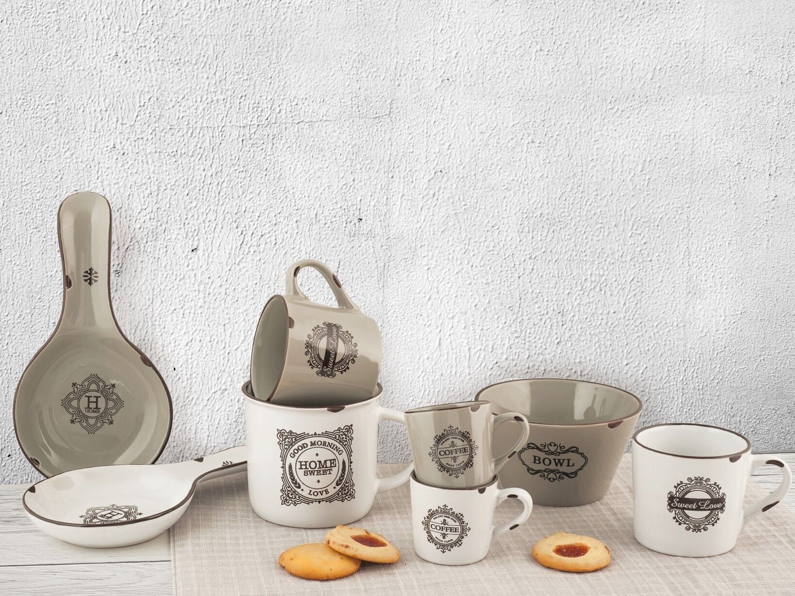 Tazza jumbo Vintage Style in stoneware senza Piatto decoro assortito cc 410