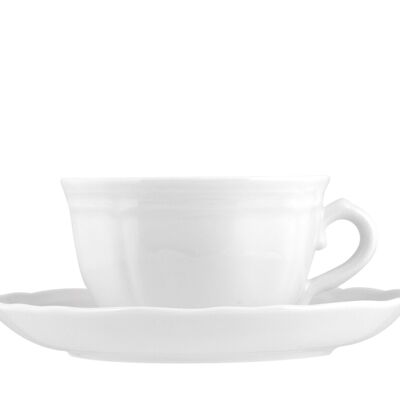 Taza de té de porcelana Alba con plato blanco cc 220
