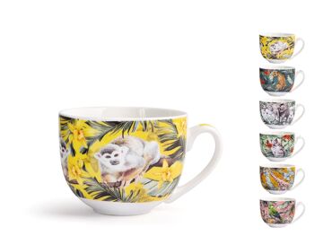 Tasse à thé exotique en porcelaine fine sans assiette avec décorations assorties cc 220. 1