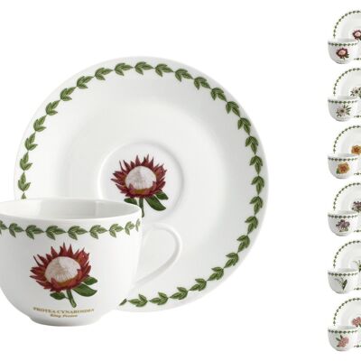 Tazza te Flowers con Piatto in porcellana decorata cc 220.