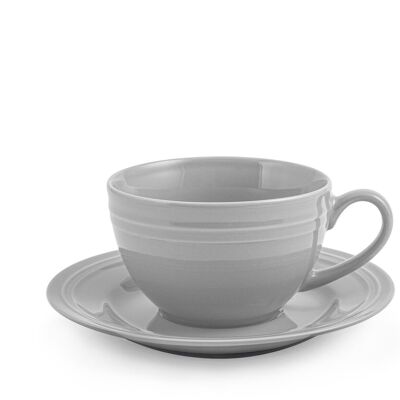 Taza de té con plato Loft en porcelana colores surtidos cc 220.