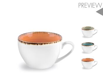 Tasse à thé méditerranéenne sans assiette intérieur blanc extérieur coloris assortis cc 150 6