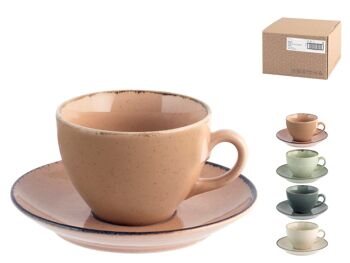 Tasse à thé Pearl en porcelaine de couleurs assorties avec assiette cc 200 5