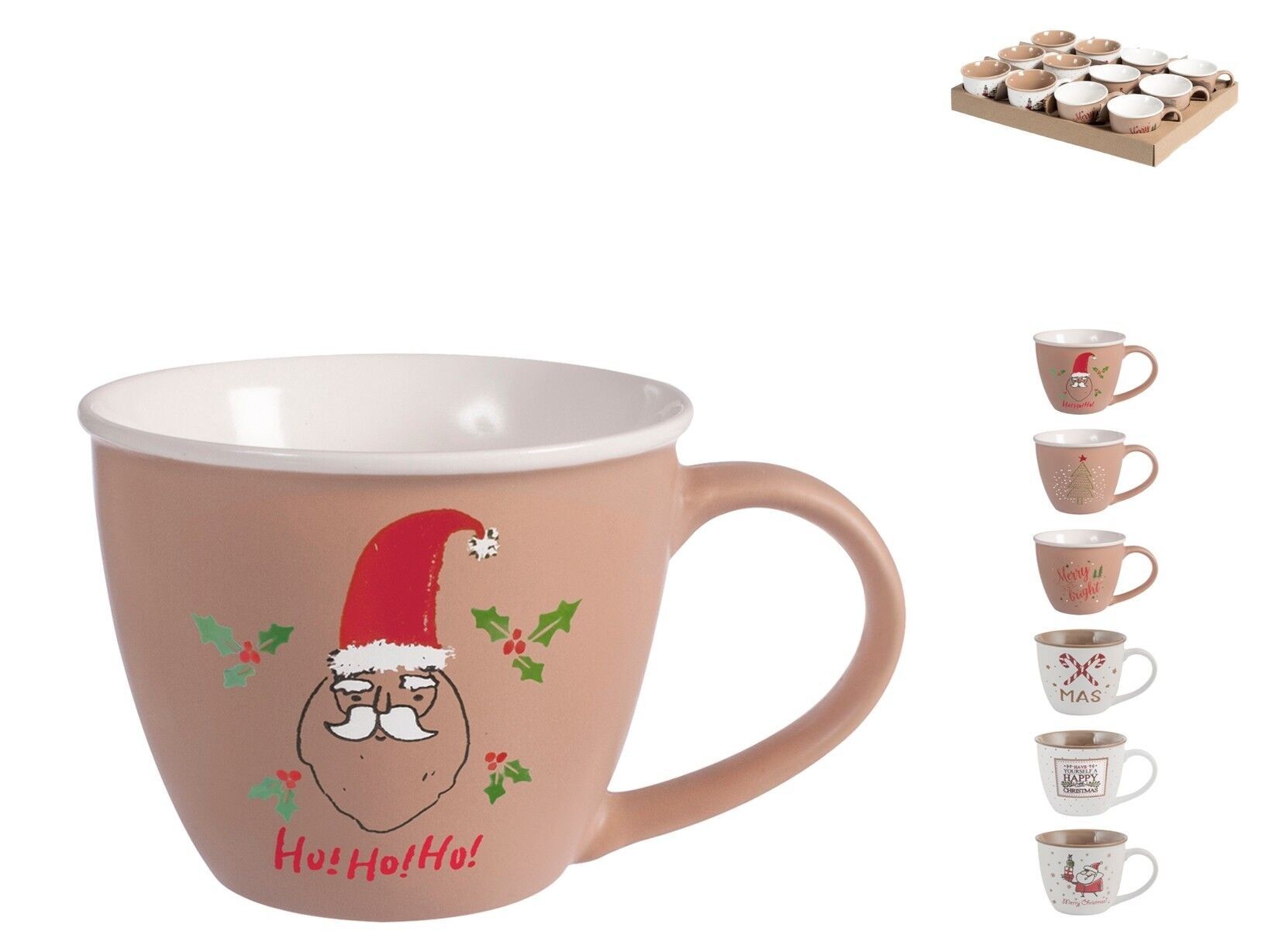 Tazza tè Xmas in new bone china senza Piatto colori e decori assortiti cc 220in