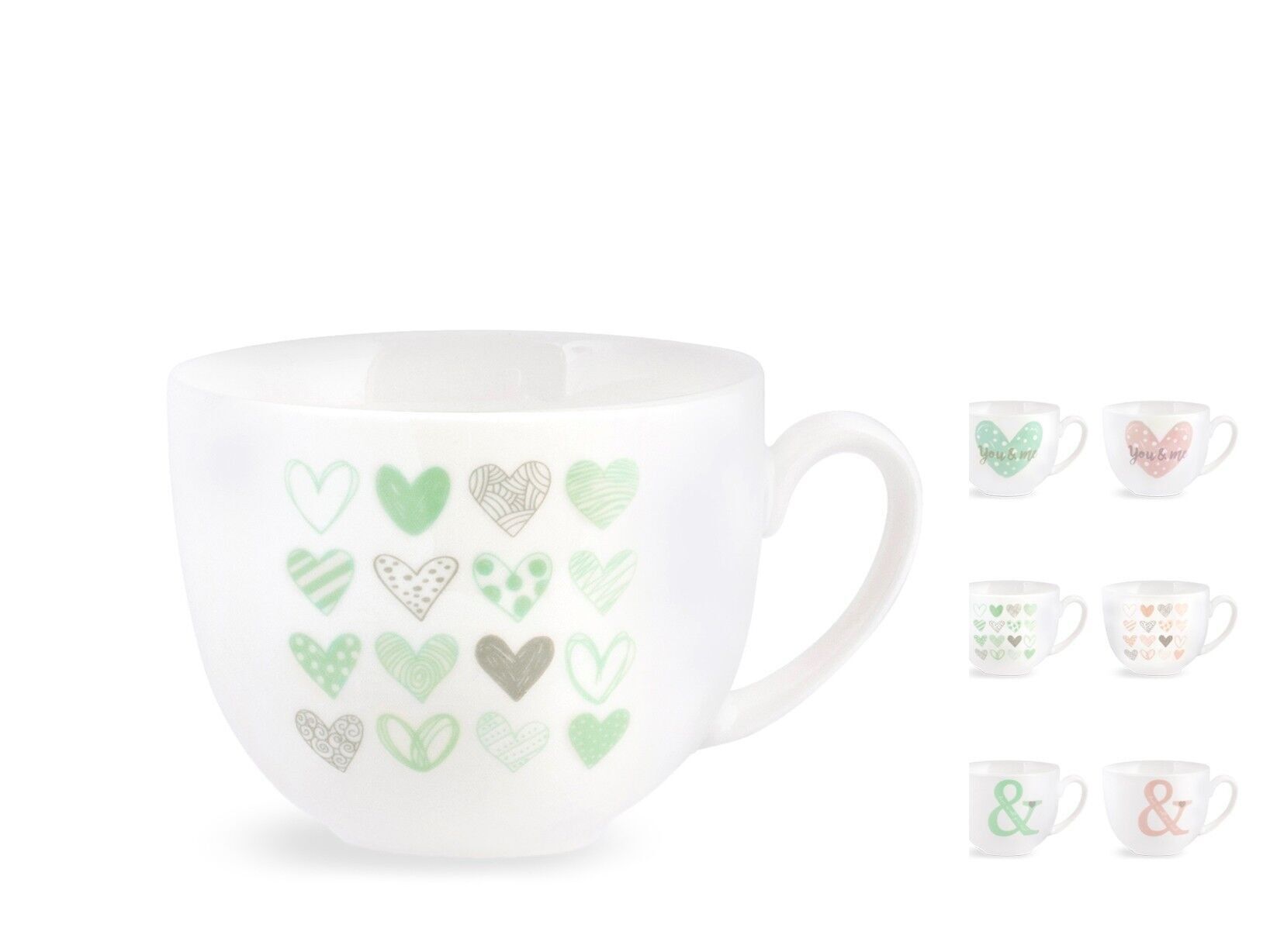 Tazza tè You&me in new bone china senza Piatto decori e colori assortiti nelle tonalità pastello 220cc.