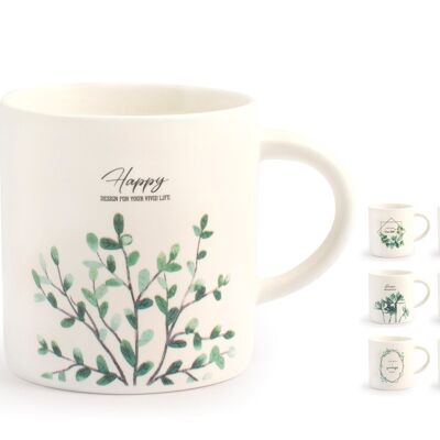 Taza de té en porcelana nueva con decoración botánica surtida sin plato cc 220