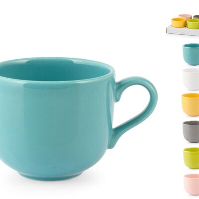 Multicolor jumbo ceramic mug without plate assorted colors cc 500