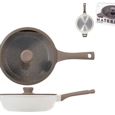 Pan 1 handle and handle Die-cast aluminum material with full induction non-stick coating with glass and silicone lid included cm 28