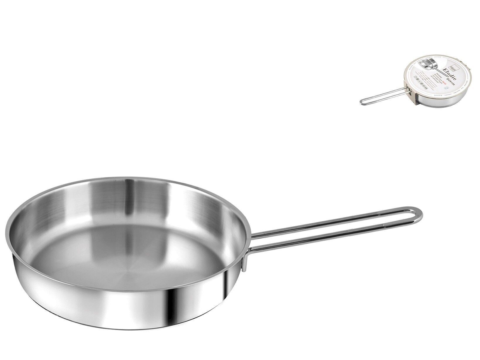 Elodie Pfanne 1 Griff aus Edelstahl mit Induktionsboden cm 24 Lt 2.2