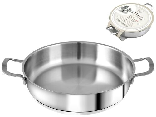 Tegame 2 manici Elodie in acciaio inox con fondo induzione cm 26 Lt 2,6