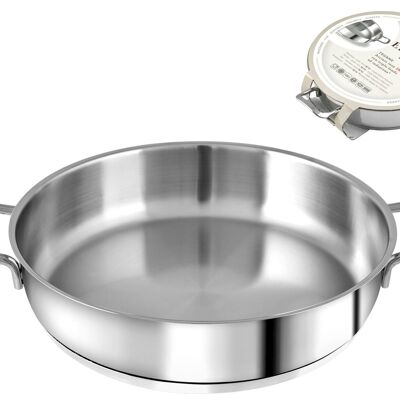 Elodie pan 2 handles in stainless steel with induction bottom cm 26 Lt 2.6