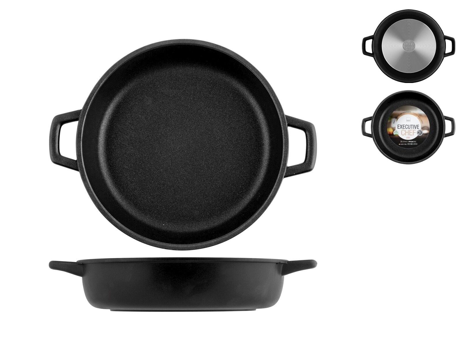 Tegame 2 manici Executive Chef in alluminio pressofuso con rivestimento antiaderente cm 20. Garanzia 2 anni