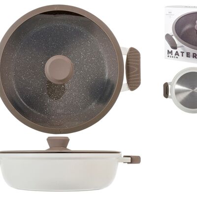 Pan 2 handles Die-cast aluminum material with full induction non-stick coating with glass and silicone lid included cm 28