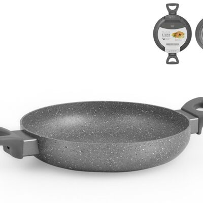 Pan 2 handles Stone Gray in aluminum with stone non-stick coating also suitable for induction hob 28 cm