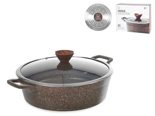 Tegame Alluminio Pressofuso per Induzioone Unique 26 cm con Coperchio