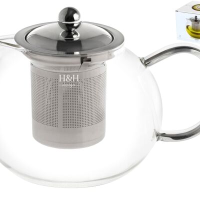 Design Infusion teapot in borosilicate glass with lid and filter in 18/10 stainless steel Lt 1