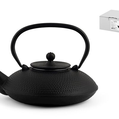 Cast iron teapot with stainless steel filter lt 0.80 black color.