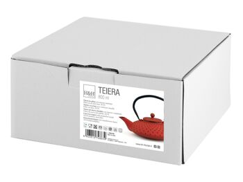 Théière en fonte avec filtre en acier inoxydable émaillé à l'intérieur lt 0,80 couleur rouge. 3