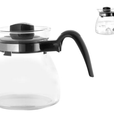 Wildberry teapot in borosilicate glass with lid and handle in black plastic Lt 1.25