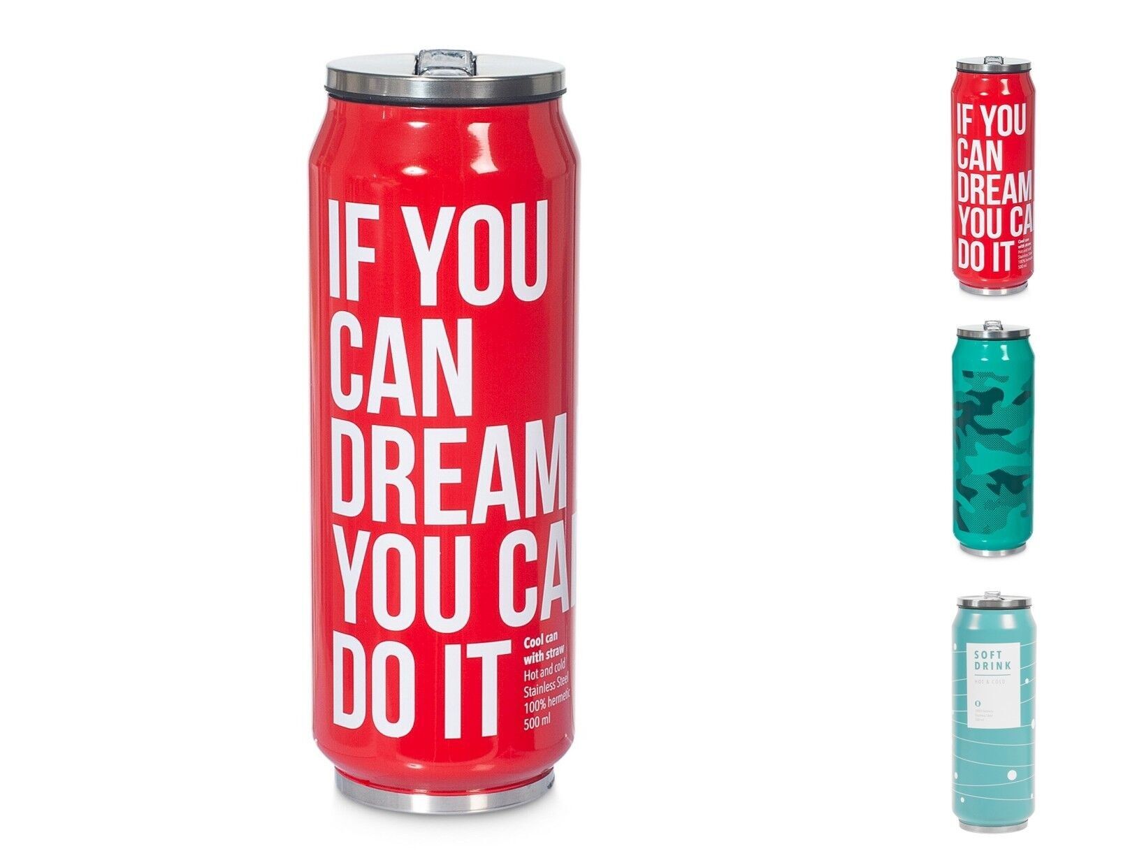 Bidon thermos en inox 18/10 couleurs assorties Lt 0,5