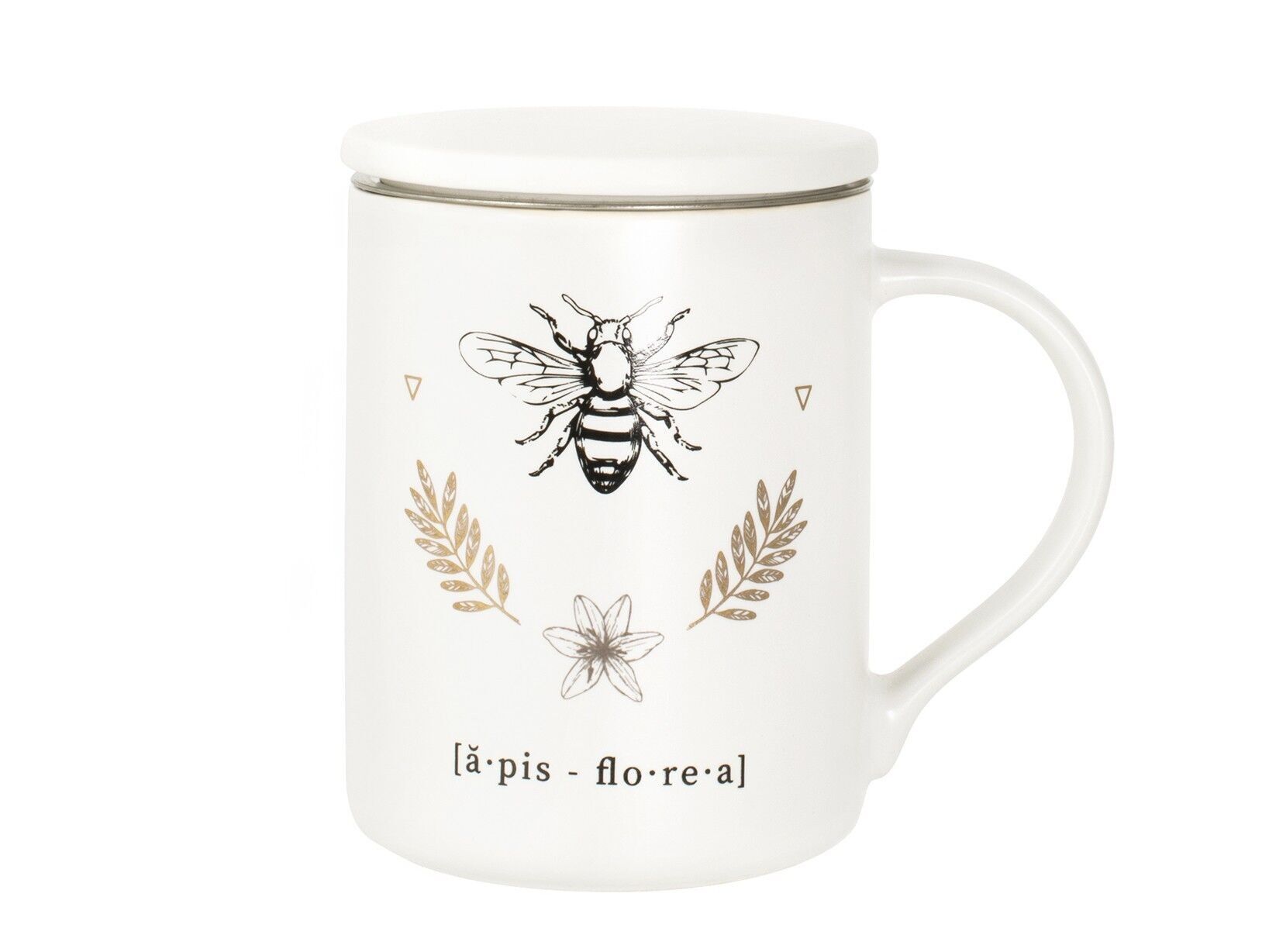 Botanicum-Teekanne aus New Bone China, verziert mit Edelstahlfilter 415 cc. Der Filter ist nicht für die Reinigung in der Spülmaschine geeignet.