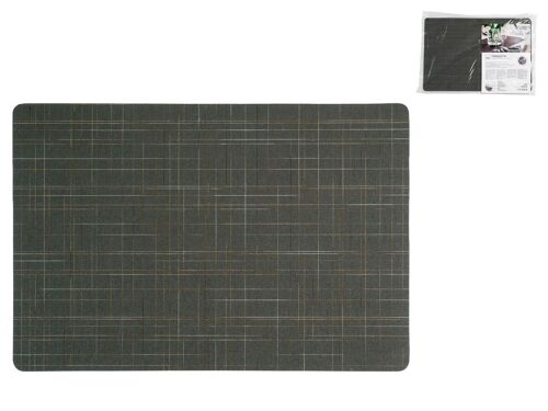 Tovaglietta antimacchia Jacquard Damero Liso Gris in tessuto e PVC 4 strati nero decorato cm 31x46