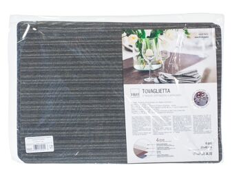 Set de table anti-taches Jacquard Othos Negro en tissu et PVC 4 couches noir/gris 31x46 cm 5