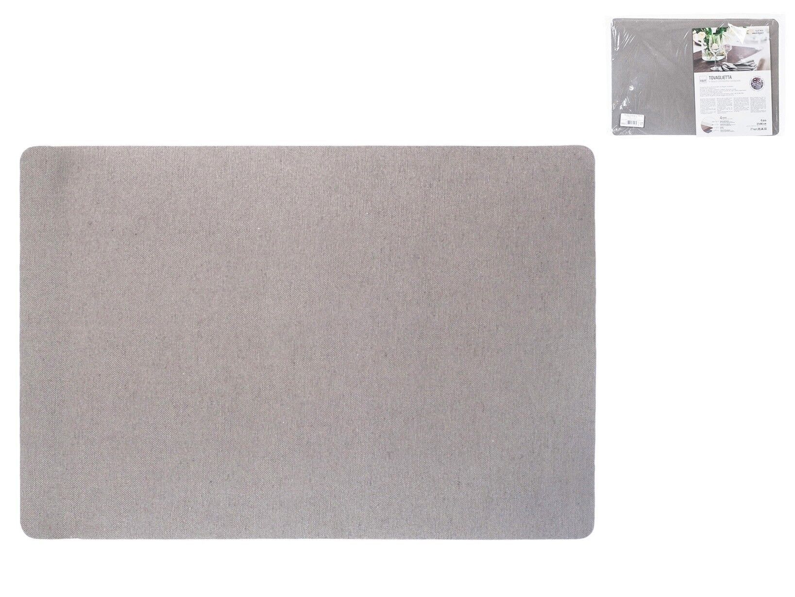 Mantel individual Lino Gris Piedra antimanchas de tejido y PVC 4 capas gris 31x46 cm