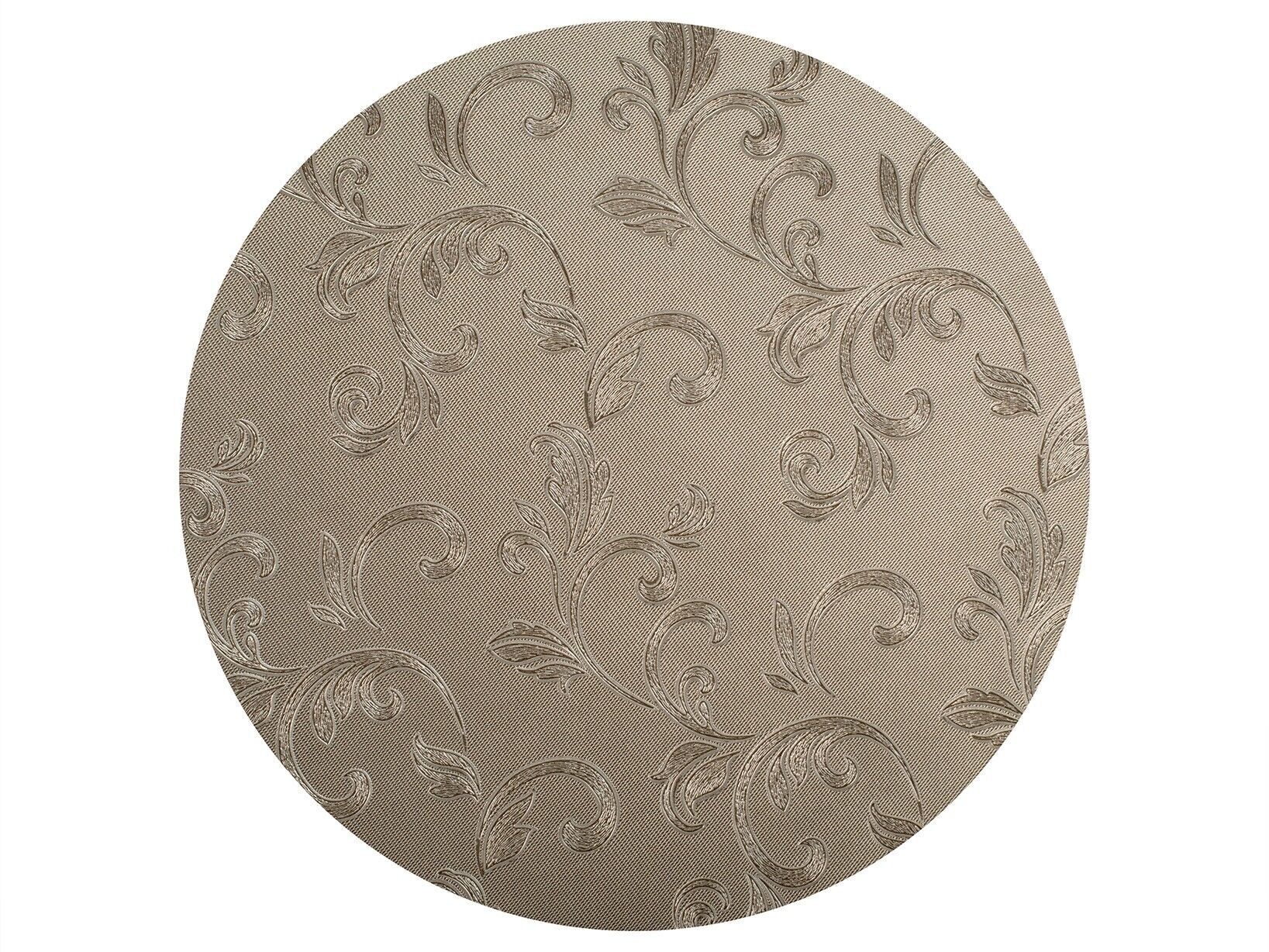 Polyline Circle stain-resistant placemat in fabric and 4-layer PVC, decorated in dove gray color 38 cm