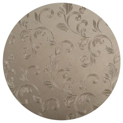 Polyline Circle stain-resistant placemat in fabric and 4-layer PVC, decorated in dove gray color 38 cm