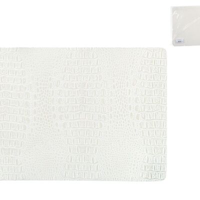 Mantel individual antimanchas Polyline Coko Blanco en tejido 4 capas marfil y PVC 31x46 cm