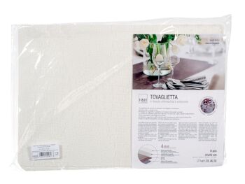 Set de table anti-taches Polyline Coko Blanco en tissu 4 couches ivoire et PVC 31x46 cm 2